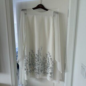 Spectacular White Sleevless Cape Dress Alex Marie Size 14